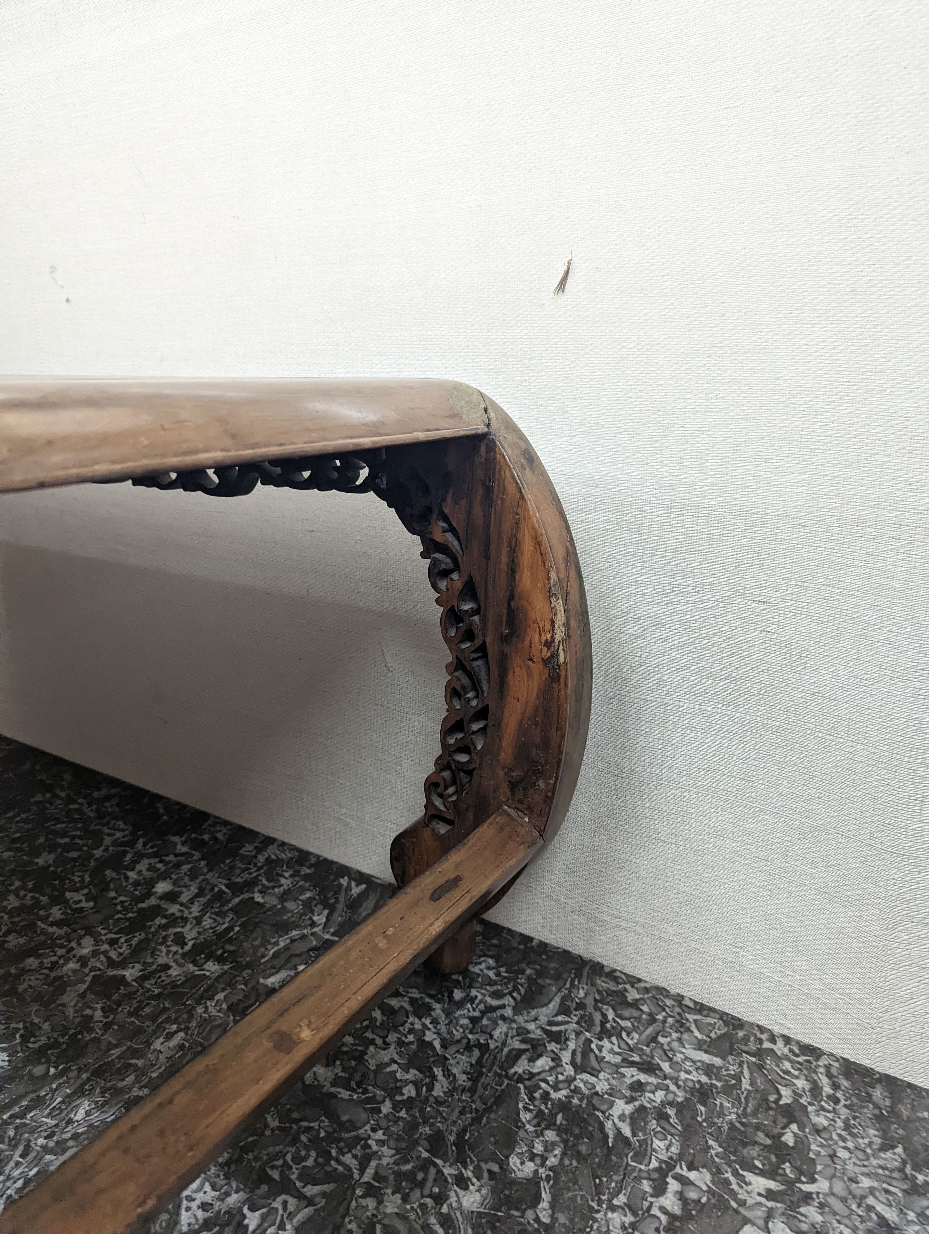 A Chinese rectangular carved hardwood low table, length 93cm, depth 49cm, height 39cm